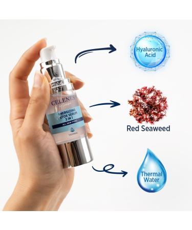 Celenes by Sweden Thermal Energizing Detox Serum 3-in-1 - Hyaluronic Acid Red Algae & Natural Thermal Water for Hydration and Protection - Suitable for Sensitive Skin - 30ml - Buy Online on GoSupps.com