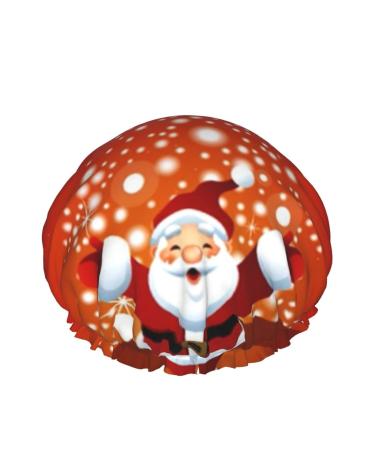 Shower Cap for Women  Waterproof Plastic Elastic Christmas Santa Claus Bath Caps for Travel Spa/Hotel/Hair Solon/Home Use One Size Christmas Santa Claus