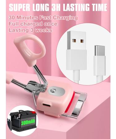 Kalolary Heated Eyelash Curlers Heated Lash Curlers with Eyelash Applicator Tool Lash Comb & Eyeliner Brushes 3 Heating Modes Electric Lash Curlers for Quick Natural Curling &Long Lasting (Pink) - Buy Online on GoSupps.com