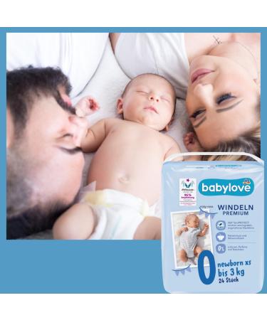 Babylove Premium Extra Soft Diapers XS for Newborns (Up to 3kg) - 24 Pack - Buy Online on GoSupps.com