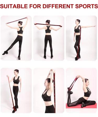 Quelcc Yoga Strap - 8 Loop Yoga Stretch Strap for Leg Training Fitness & Pilates (Red) - Enhance Flexibility & Strength - Buy Online on GoSupps.com