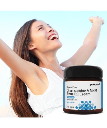 Pure Emu Glucosamine & MSM Emu Oil Cream - 4 oz | Unscented Gentle Moisturizer - Buy Online on GoSupps.com