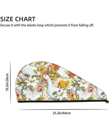 Soft Super Absorbent Ducks and Flowers Microfiber Hair Towel Wrap for Women - Quick Dry Coral Velvet Cap for Long Curly & Thick Hair - Buy Online on GoSupps.com