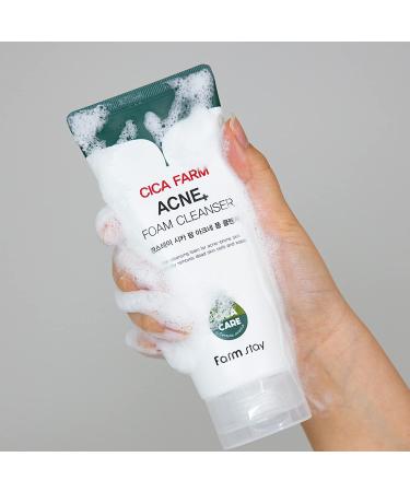 FARMSTAY CICA FARM Acne Foam Cleanser - Gentle Facial Cleanser for Acne-Prone Skin - Clears Blemishes - 6.08 fl oz - International Shipping Available - Buy Online on GoSupps.com