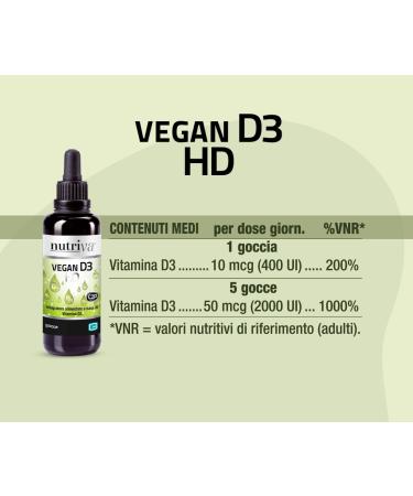  NUTRIVA NEW Patented Vitamin D3 in high-concentration (high-dose) drops 180-day supply plant-based food supplement for bones and bone fragility NUTRIVA Vegan D3 HD 2000 IU 30 ml - Buy Online on GoSupps.com