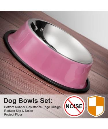 WERFORU 2 Pieces Dog Bowls Stainless Steel Dog Cat Bowls Pet Bowls For Feeding Water and Food Pink Medium Size M (2 Count) A-pink - Buy Online on GoSupps.com