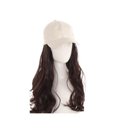 Baseball Cap with Hair Extensions Ladies Long Wavy Curly Synthetic Wig Hat Hair Extension Adjust Size Of Hat Wig Hat Wig(Color:6)