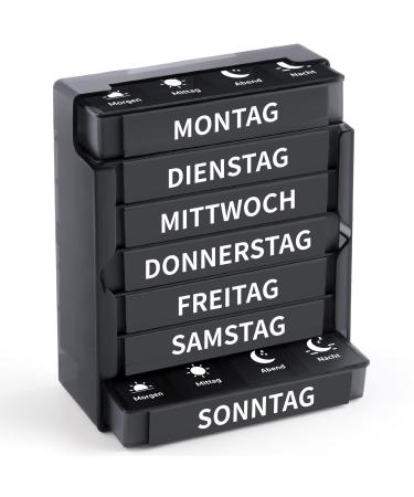 Opret tablet box 7 days in the morning in the evening at night pill box medication box pills box 4 compartments tablet box tablets weekly box supplement box organizer black