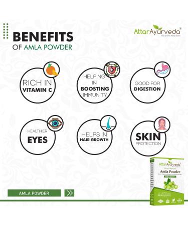 Attar Ayurveda Pure Amla Powder for Hair Growth - 100% Natural No Preservatives Reduces Skin Blemishes - 250g - Buy Online on GoSupps.com