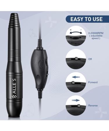 Electric Nail File 20000rpm Nail Drill for Acrylic Nails Gel Portable Manicure Pedicure Nail Drill Kit with Sanding Bands and Nail Drill Bits(Balck) 31 Count (Pack of 1) - Buy Online on GoSupps.com