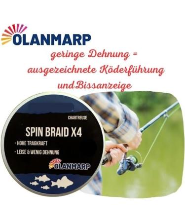 Olanmarp Spin Braid Chartreuse 250m - 0.12mm Thin Braided Fishing Line | Strong 9kg for All Species - Buy Online on GoSupps.com