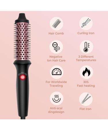 Buy 1.25" Ceramic Tourmaline Ionic Curling Brush - Travel-Friendly Heated Round Brush for Curly Hair | LCD Display | International Shipping - Buy Online on GoSupps.com