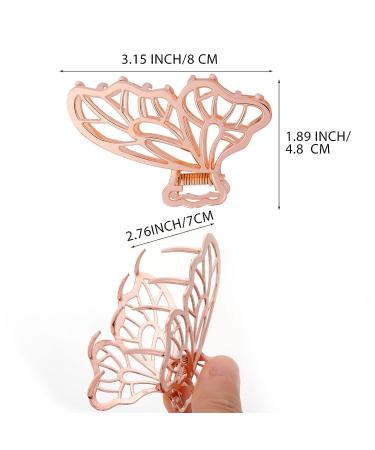 WLLHYF 2 Pcs Butterfly Hair Clips - Non-Slip Metal Claw Clips in Silver & Rose Gold for Women and Girls - Cute Fashion Hair Accessories - Buy Online on GoSupps.com