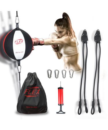 OHMY FIT Flex Double End Punching Bag Easily Adjust Tension and Height of Cords with Special Flex Adjustable System. Advance Micro Fiber Material Strong Bladder Gym Exercise for Men&Women Round
