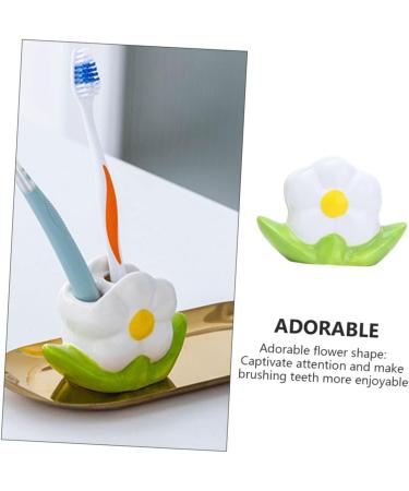 FOMIYES Flower Toothbrush Holder Working Desk toothbrush pencil holder tooth brush pen holder ceramics container cute child white Sitting Desk Toothbrush Counter Holder - Buy Online on GoSupps.com