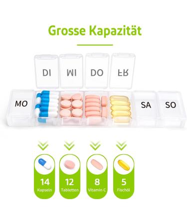 OPRET 7-Day Pill Organizer | Weekly Tablet Box for Medication | Easy Dose Management - Buy Online on GoSupps.com