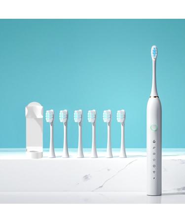 Buy Electric Toothbrush - USB Rechargeable 6 Brush Heads Smart Timer IPX7 Waterproof - Deep Clean Toothbrush (White) - International Shipping Available - Buy Online on GoSupps.com