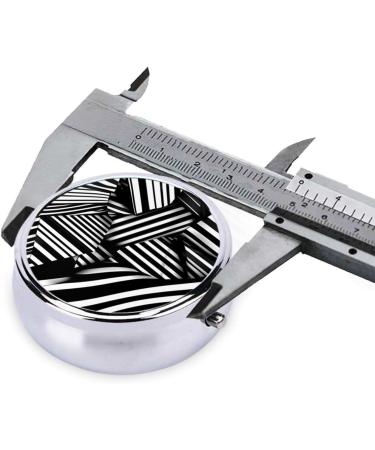 Black and White Geometric Lines Round Pill Box Organizer - 3 Compartment Travel Pill Container for Easy Organization - Buy Online on GoSupps.com
