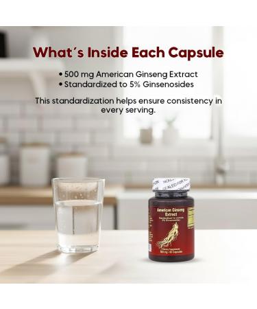 Nu-Health American Ginseng Extract 500 mg Capsules Standardized to 5% Ginsenosides Natural Energy & Focus Support Premium Herbal Supplement 60 Capsules - Buy Online on GoSupps.com