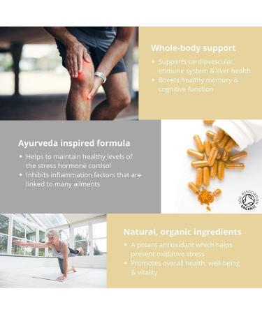 Organic Turmeric Capsules with Ashwagandha & Ginger - 1800mg High Strength Formula for Adaptogenic Support - 120 Vegan Tablets by Wellology - Buy Online on GoSupps.com