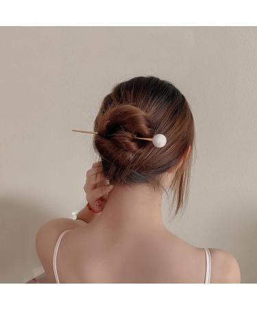 3 Pcs Minimalist Pearl Hair Pins | Metal Hair Stick for Women and Girls - Buy Online on GoSupps.com