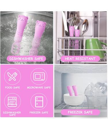 Vicloon Baby Fork and Spoon Set - 2Pcs Silicone Weaning Spoon for Self Feeding - Easy Grip Toddler Cutlery Kit in Purple - Buy Online on GoSupps.com