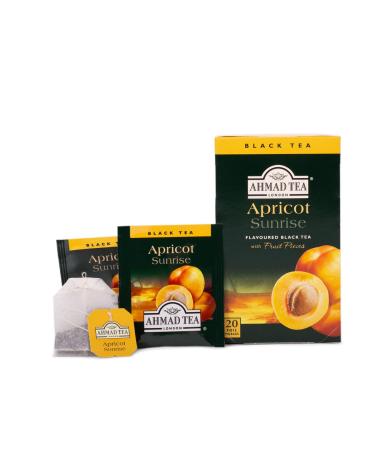 Ahmad Tea Apricot Sunrise Black Tea with Apricot 20 Individually Packaged Aroma-Sealed Bags (2-Pack) - Premium Quality Fruit Tea - Buy Online on GoSupps.com