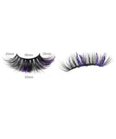 Shop 22mm 3D Fluffy Mink Glitter Lashes - Dramatic Purple Black Strip Lashes for Halloween Cosplay & Stage - Buy Online on GoSupps.com