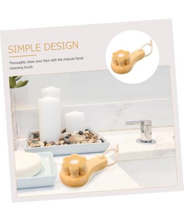Housoutil Facial Wash Brush with Wooden Handle Face Brush Face Sponges Facial Cleansing Brush Face Scrubber Face Exfoliator Face Dry Brush Manual Cleasing Milk Artificial Fiber - Buy Online on GoSupps.com