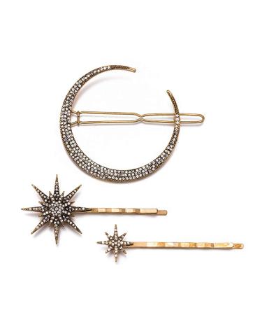 Fodattm Set of 3 women women girl vintage moon hair needle star hair clip rhym