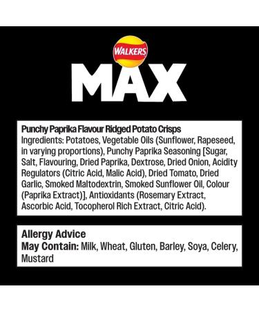 Walkers Max Punchy PAPRIKA Crisps Snacks 15 x 70g Bags - Buy Online on GoSupps.com