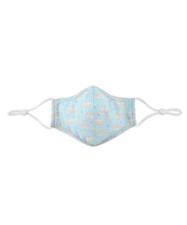 green sprouts i play Adjustable Reusable Face Mask - Aqua Rainbows - Adult Large