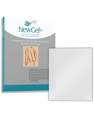 NewGel+ Advanced Silicone Professional Scar Treatment Tape for Irregular Shaped Scars from Surgery Injury Keloids Burns REUSABLE 5 x 6 (1 Count) (Clear)
