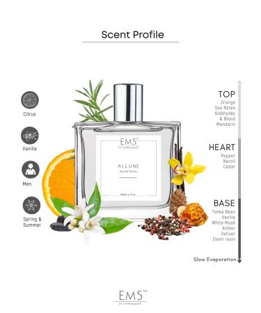 EM'5 Allune Perfume for Men | Citrus Aromatic Vanilla Fragrance | EDP Strong and Long Lasting Spray | Luxury Gift for Men. - Buy Online on GoSupps.com