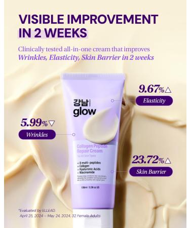 GANGNAM GLOW Day Shield Perfect Sunscreen SPF 50 1.7fl oz + Collagen Peptide Repair Cream 3.38 fl oz Tinted Sunscreen Face Moisturizer with Collagen Peptides and Niacinamide Korean skincare - Buy Online on GoSupps.com