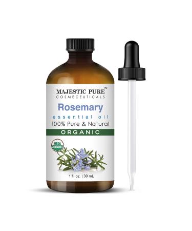 Majestic Pure Organic Rosemary Essential Oil - 100% Pure & Premium Oil for Hair Growth Skin Face Aromatherapy & Diffuser - 1 fl oz | Perfect Oil for Hair Growth Rosemary 1 Fl Oz (Pack of 1)