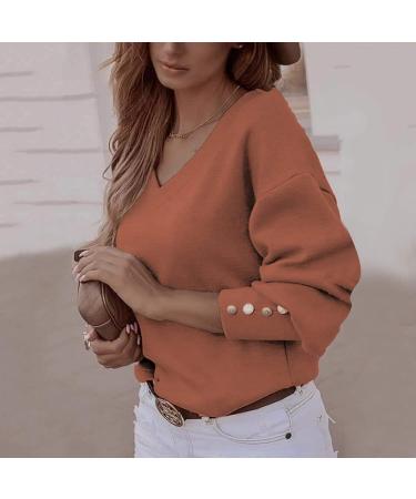 MmNote Women's Casual Long Sleeve V-Neck Tee | XX-Large Orange - Buy Online on GoSupps.com