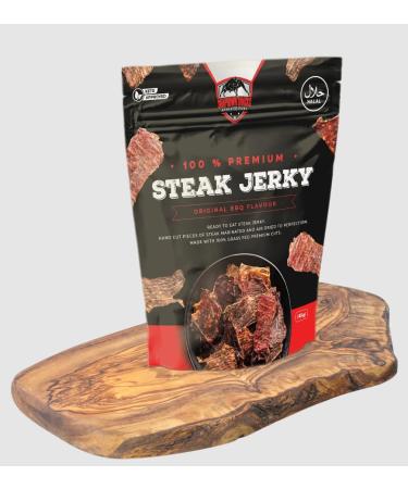 Snapdown Snacks Halal Steak Jerky - Original BBQ Flavor High Protein Grassfed Beef Keto-Friendly - Pack of 12