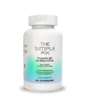 The Simple Fix Probiotic - Advanced Probiotics for Gut Health & Digestive Support with Maktrek Bi-Pass Technology Immune Boost Dairy & Gluten-Free Non-GMO - 60 Capsules