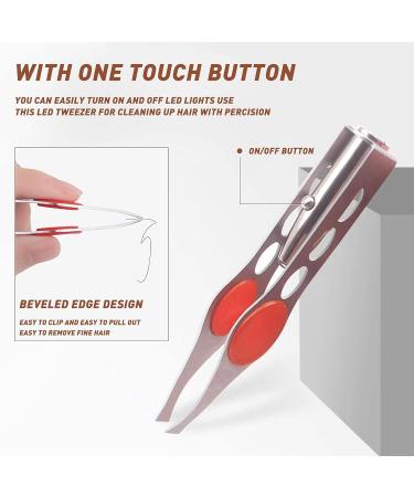 Lighted Stainless Steel Tweezers Set for Precision Hair Removal - Perfect for Facial or Eyebrows, Makeup, and Eyelash Hair Removal - 2 Pieces Included - Ideal for Men and Women - Buy Online on GoSupps.com