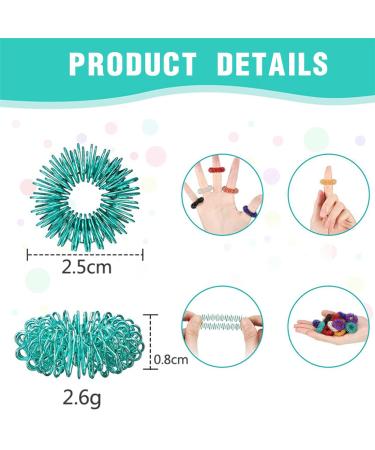 40-Piece Acupressure Ring Set - Spiky Sensory Finger Massage Rings in 8 Colors | Noiseless Relaxation for Adults - Buy Online on GoSupps.com