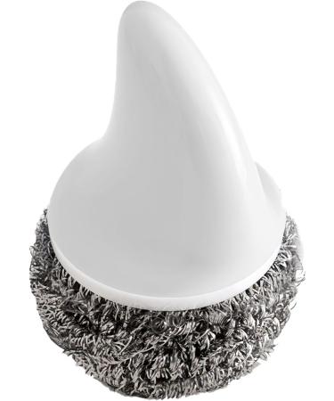 Besreey Stainless Steel Pot Scrubber | Stainless Steel Scrubber Pot Brush with Handle - Scouring Stubborn Messes Kitchen Brush Replaceable for Pans Barbecue Grill Grey - Buy Online on GoSupps.com
