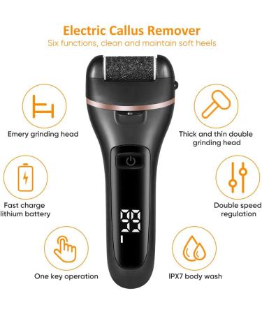 Premium Electric Foot Callus Remover Kit - 18 Pieces for Smooth Feet | Electric Pedicure Dead Skin & Callous Remover Tool (Black - Buy Online on GoSupps.com