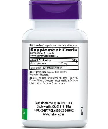 Buy Natrol Alpha Lipoic Acid 300 mg - 50 Capsules - Premium Antioxidant Supplement for Energy & Metabolism - Fast International Shipping - Buy Online on GoSupps.com
