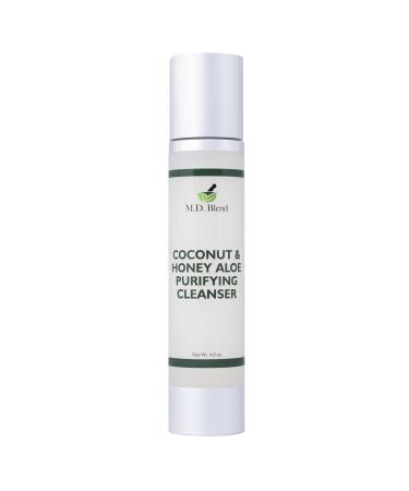 M.D. Blend Coconut & Honey Aloe Purifying Cleanser | Organic Face Wash for Women & Men | Gentle Vegan Foaming Facial Cleanser for All Skin Types | Non-Toxic Clean Ingredients | 120ml Airless Pump