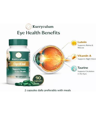 Kurryculum OptiKind Eye Health Supplement - Vision Support Vitamins with Lutein & Zeaxanthin - 90 Capsules - Buy Online on GoSupps.com
