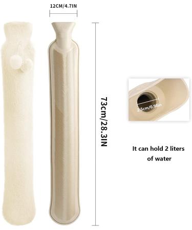 2L Hot Water Bottle with Soft Cover - Pain Relief for Neck, Shoulders, Knees - Hot/Cold Therapy for Women, Girls, Seniors - Rubber Cream-white - Buy Online on GoSupps.com