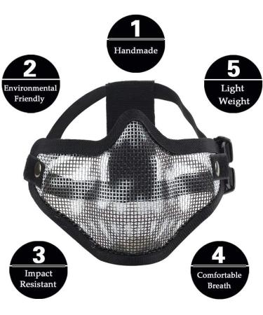 LAOSGE Airsoft Mask Mesh Half Face Skull Set with Goggles - Green (Includes 80 PCS of BBS) - Buy Online on GoSupps.com