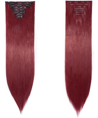Silk-co Long Straight Clip in Hair Extensions - 26 Inch Maroon&Dark Red - 8 Pcs Full Head, Heat Resistant Synthetic - Buy Online on GoSupps.com