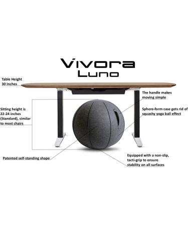 Vivora Luno Felt Exercise Ball Chair - Standard Size for Home Offices - Balance Training & Yoga Anthracite - Buy Online on GoSupps.com